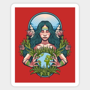 Mother earth illustration Sticker